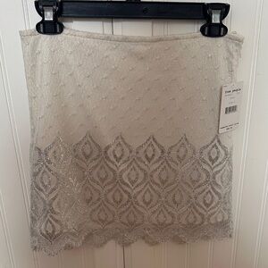 Free People Ivory and Silver Patterned Pencil Skirt